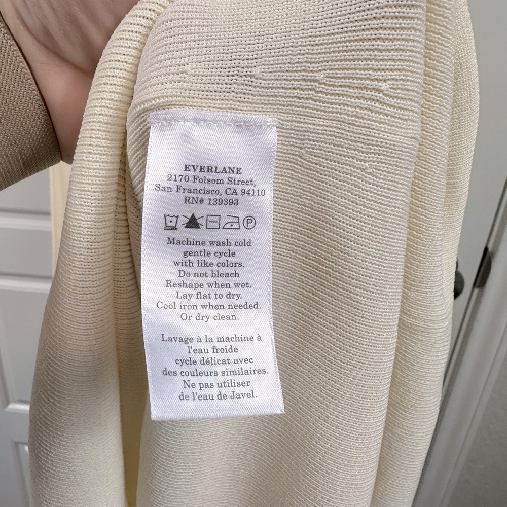 Everlane Women’s Classic Viscose Knit V-Neck Polo Midi Dress Beige Size Small - Picture 8 of 13